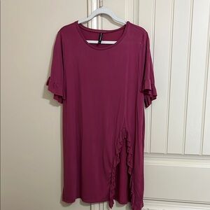 Elegant Ruffled Magenta shirt Dress